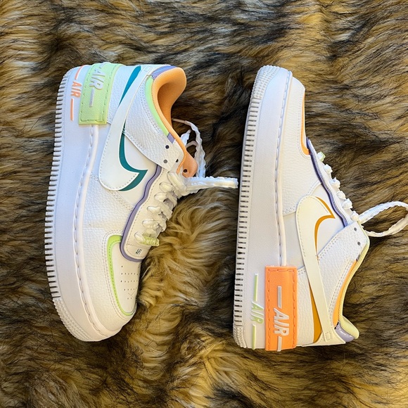 Nike Air Force 1 Shadow Platform Neon Orange and Green - Picture 3 of 8